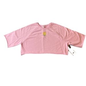 BP. Pink Flower Organic Cotton Crewneck Cropped Sweatshirt NWT, Small